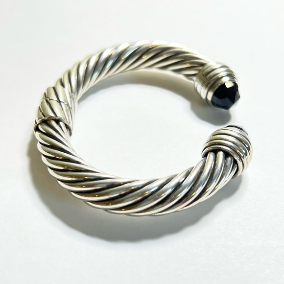 David Yurman 10mm Black Onyx Hinged Cable Cuff Bracelet .925 - Picture 6 of 11